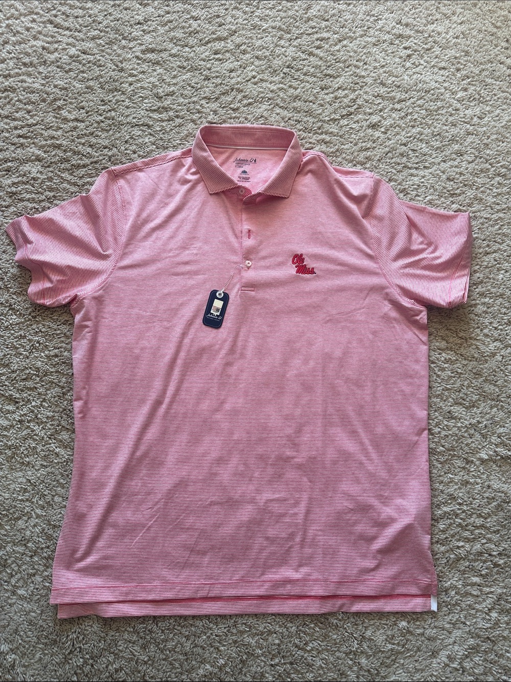 Johnnie-o Ole Miss Striped Performance Polo Shirt Sz XL NWT